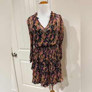 Shoshanna Women's Tana Tiered Abstract-Print Chiffon Mini Dress Sz 4